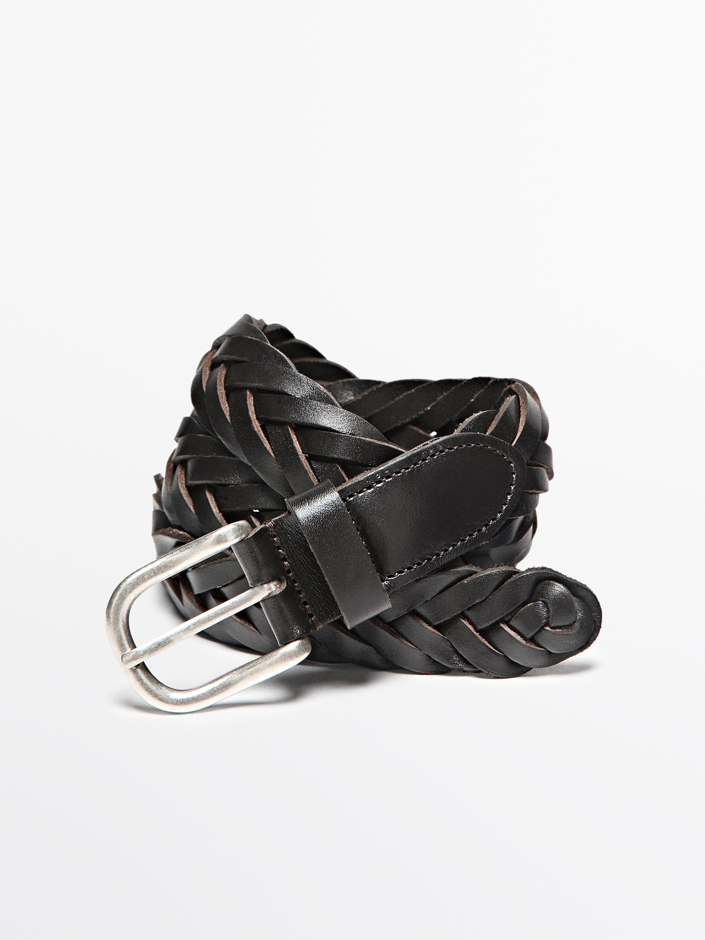 Ceinture tressée en cuir nappa